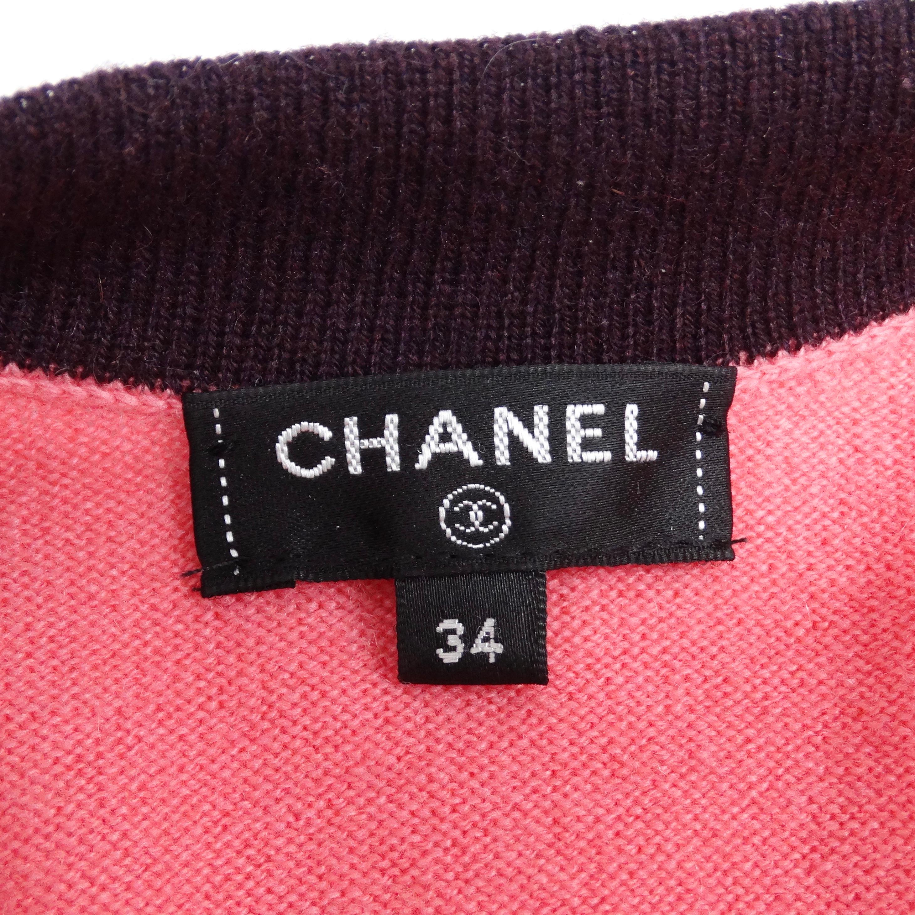Chanel 2020 Pink Cashmere Cardigan and Tank Set For Sale 7