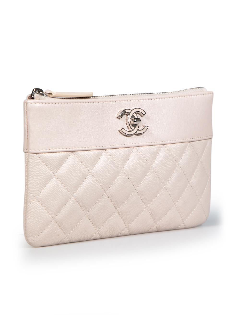 CONDITION is Very good. Minimal wear to the clutch is evident. Minimal marks to the back and small scratches to the right top corner. Indent to the back top of the clutch on this used Chanel designer resale item. This item comes with an original