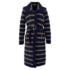 CHANEL 2020 Pre-Fall Velvety Deep Blue Relaxed Jacket with CC Belt 36 FR