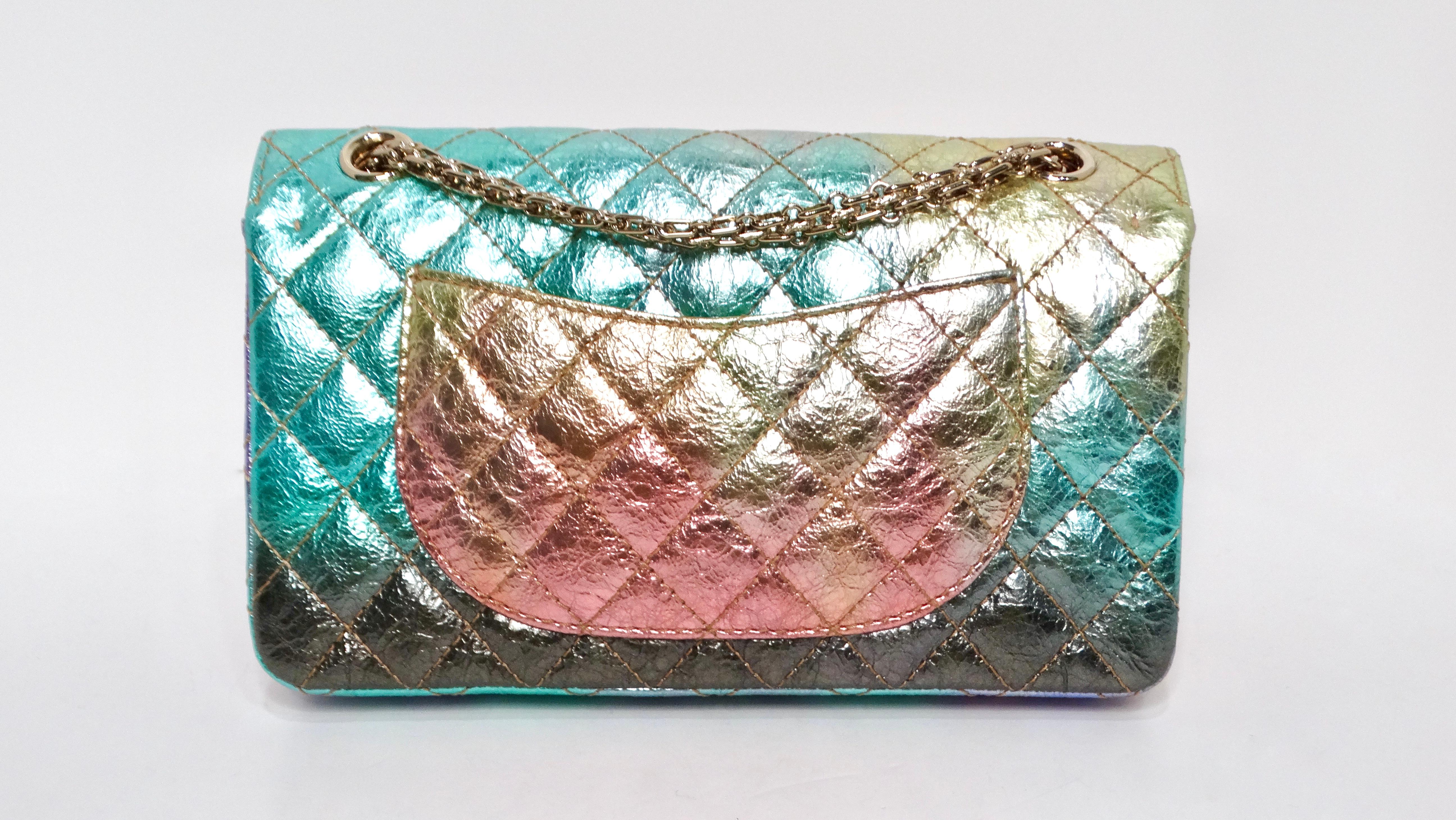 Women's Chanel 2020 Rainbow Metallic Goatskin Small 2.55 Reissue Flap Bag For Sale
