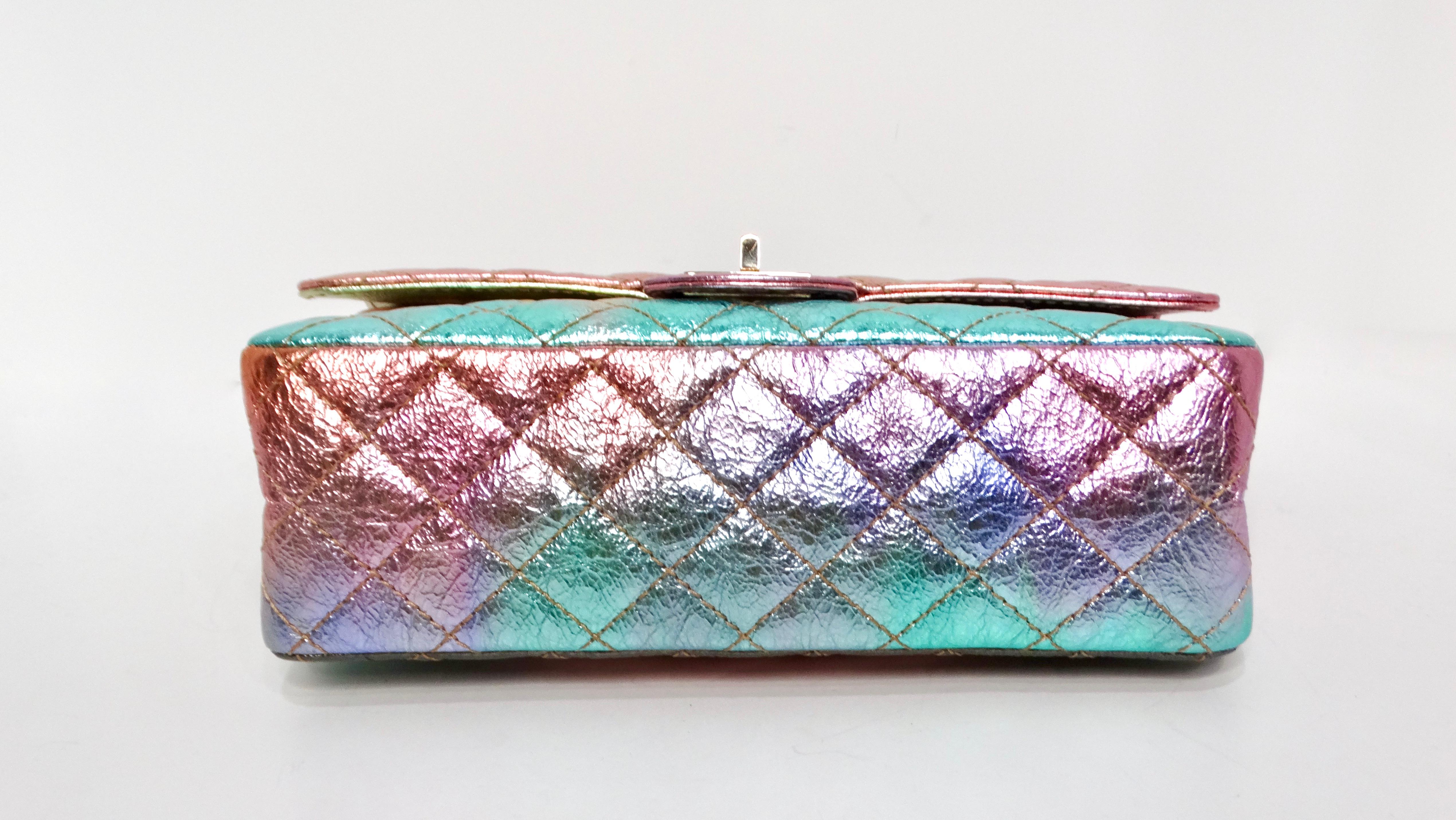 Chanel 2020 Rainbow Metallic Goatskin Small 2.55 Reissue Flap Bag For Sale 2