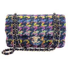 Chanel 2020 Rainbow Tweed Houndstooth Medium Classic Flap Bag GHW 68195