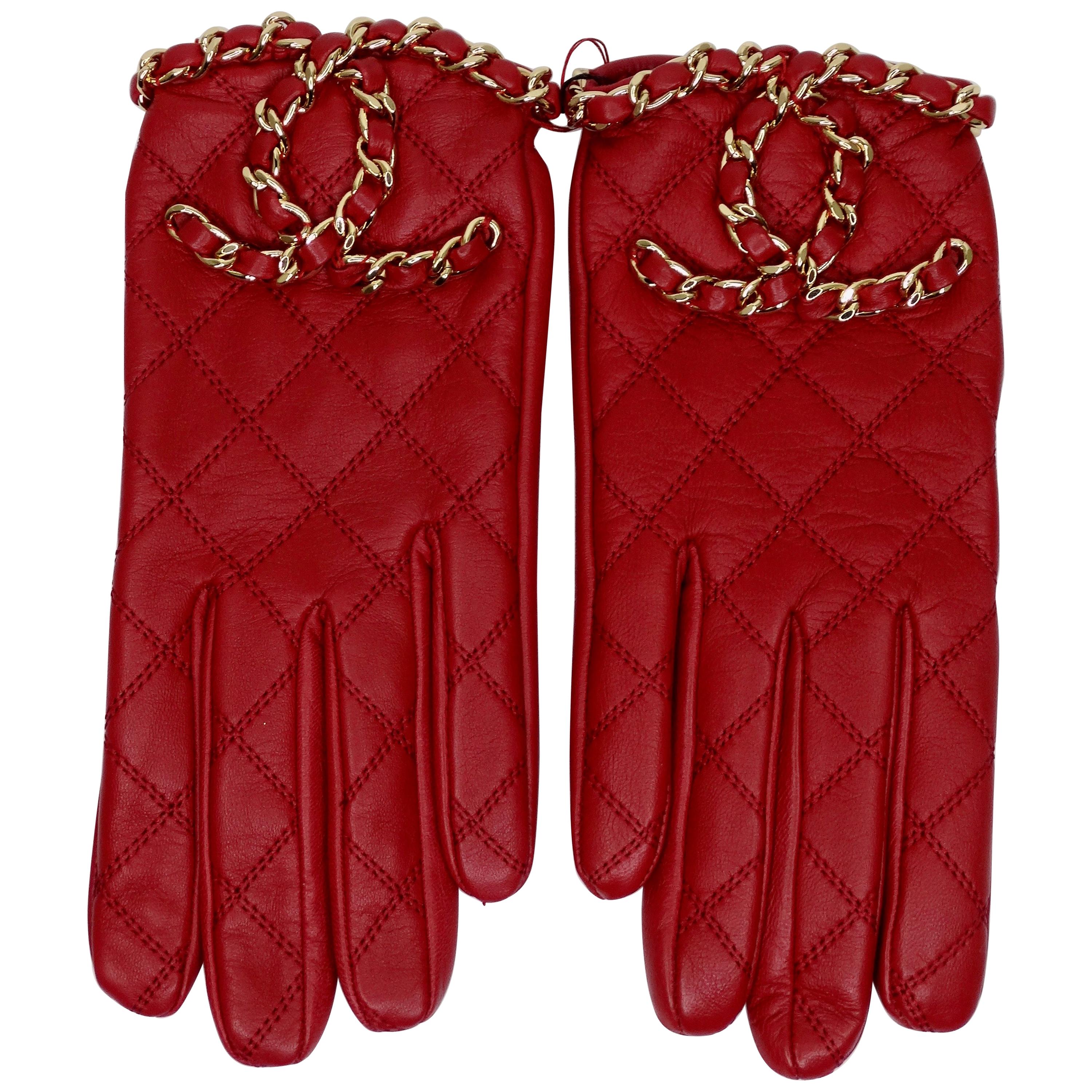 Chanel 2020 Red CC Gloves