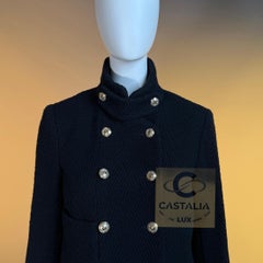 CHANEL 2020 Runway Black Chevron Tweed Jacket 34 FR