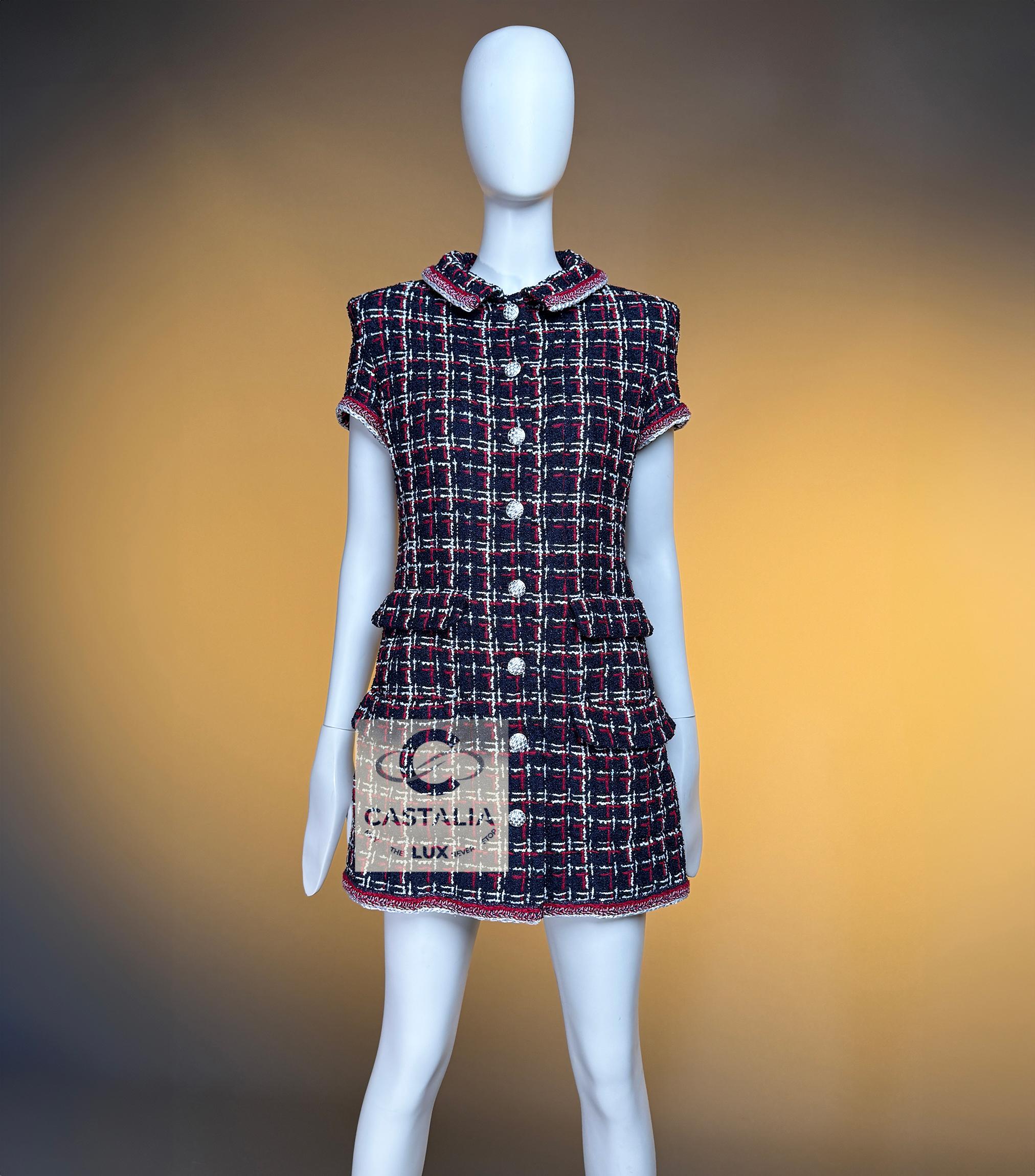 Chanel 2020 Spring Iconic Tweed Jacket Dress 34 FR For Sale 7