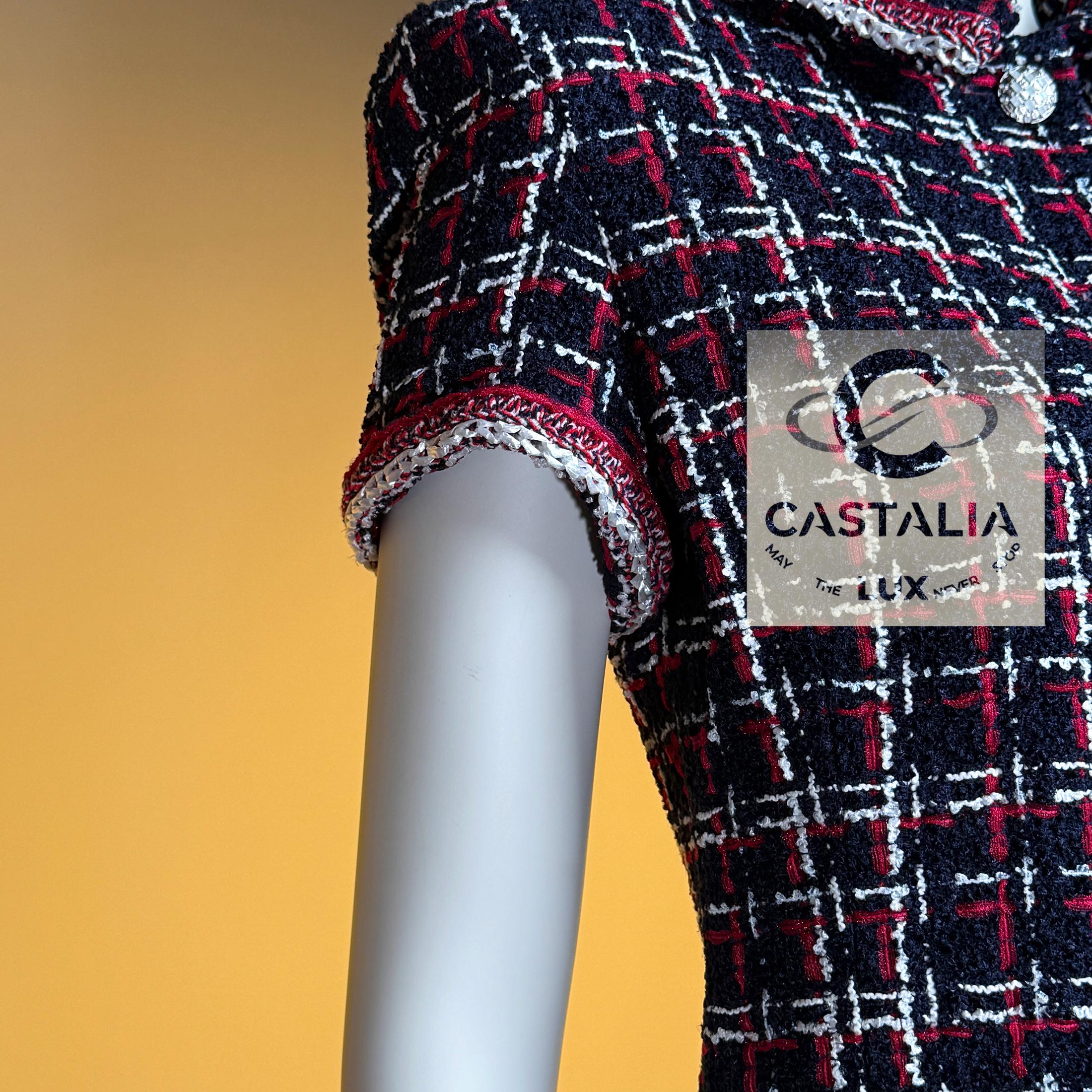 Chanel 2020 Spring Iconic Tweed Jacket Dress 34 FR For Sale 9