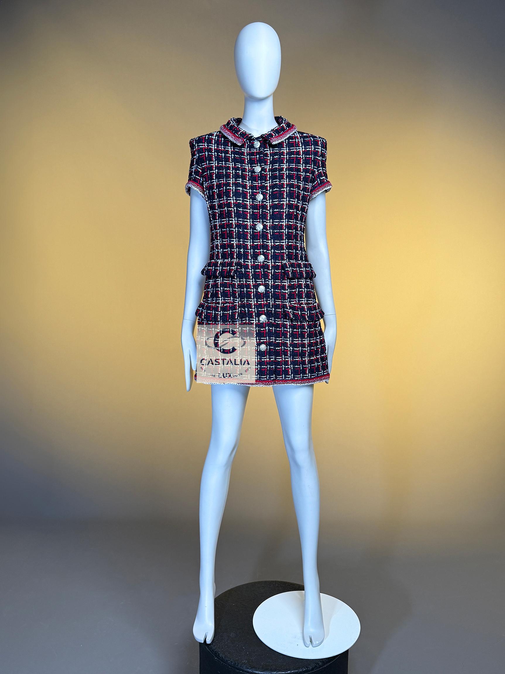Chanel 2020 Spring Iconic Tweed Jacket Dress 34 FR For Sale 11