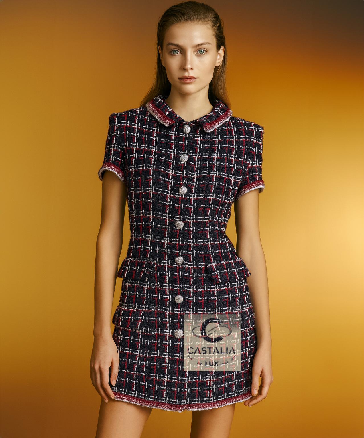 Chanel 2020 Spring Iconic Tweed Jacket Dress 34 FR In New Condition For Sale In Dubai, AE