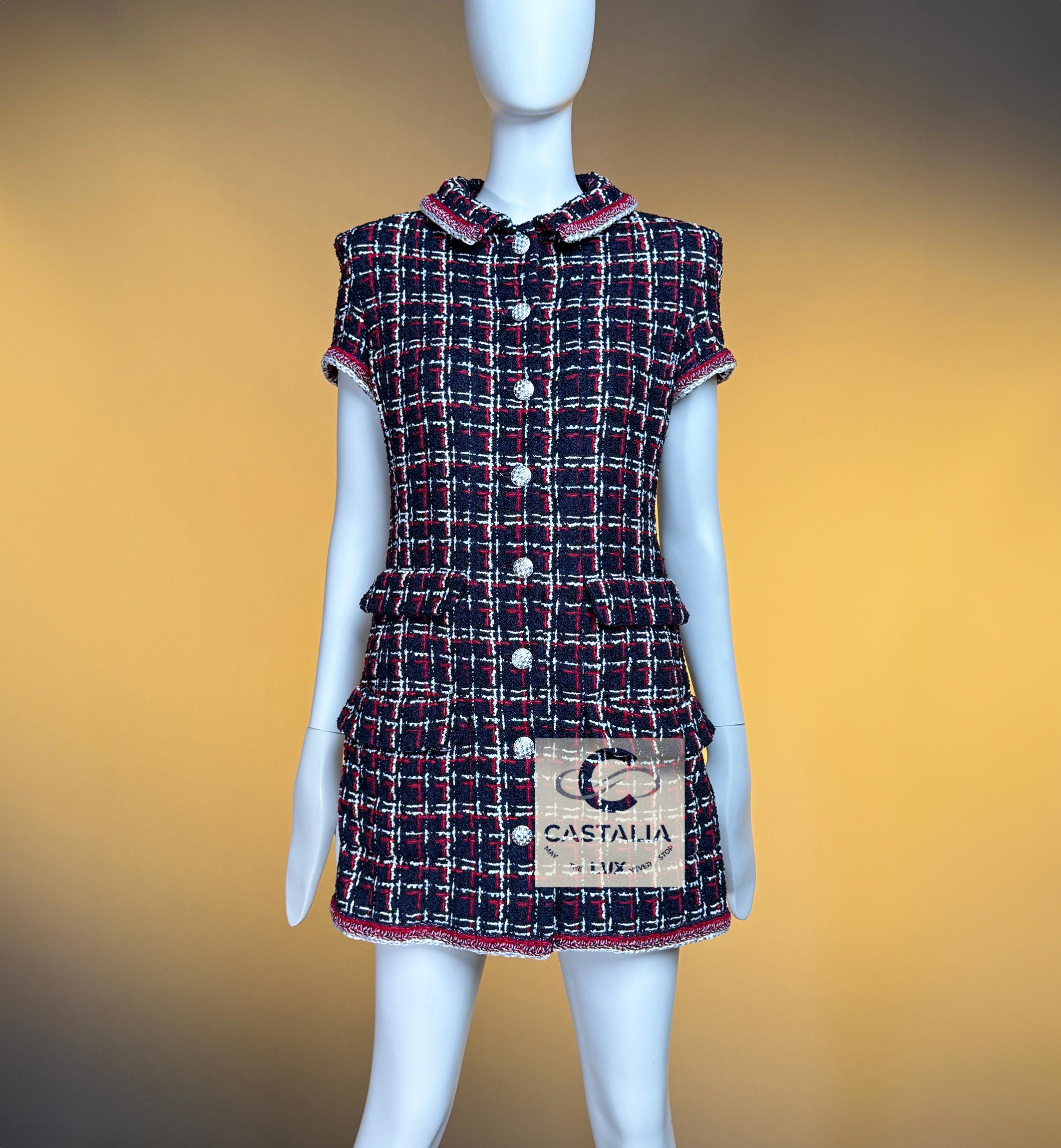 Chanel 2020 Spring Iconic Tweed Jacket Dress 34 FR For Sale 3