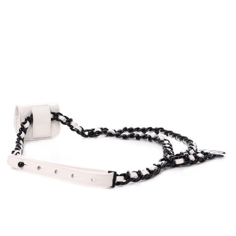 Chanel 2020 White Caviar Quilted Micro Mini Flap Waist Belt Bag Black  Hardware