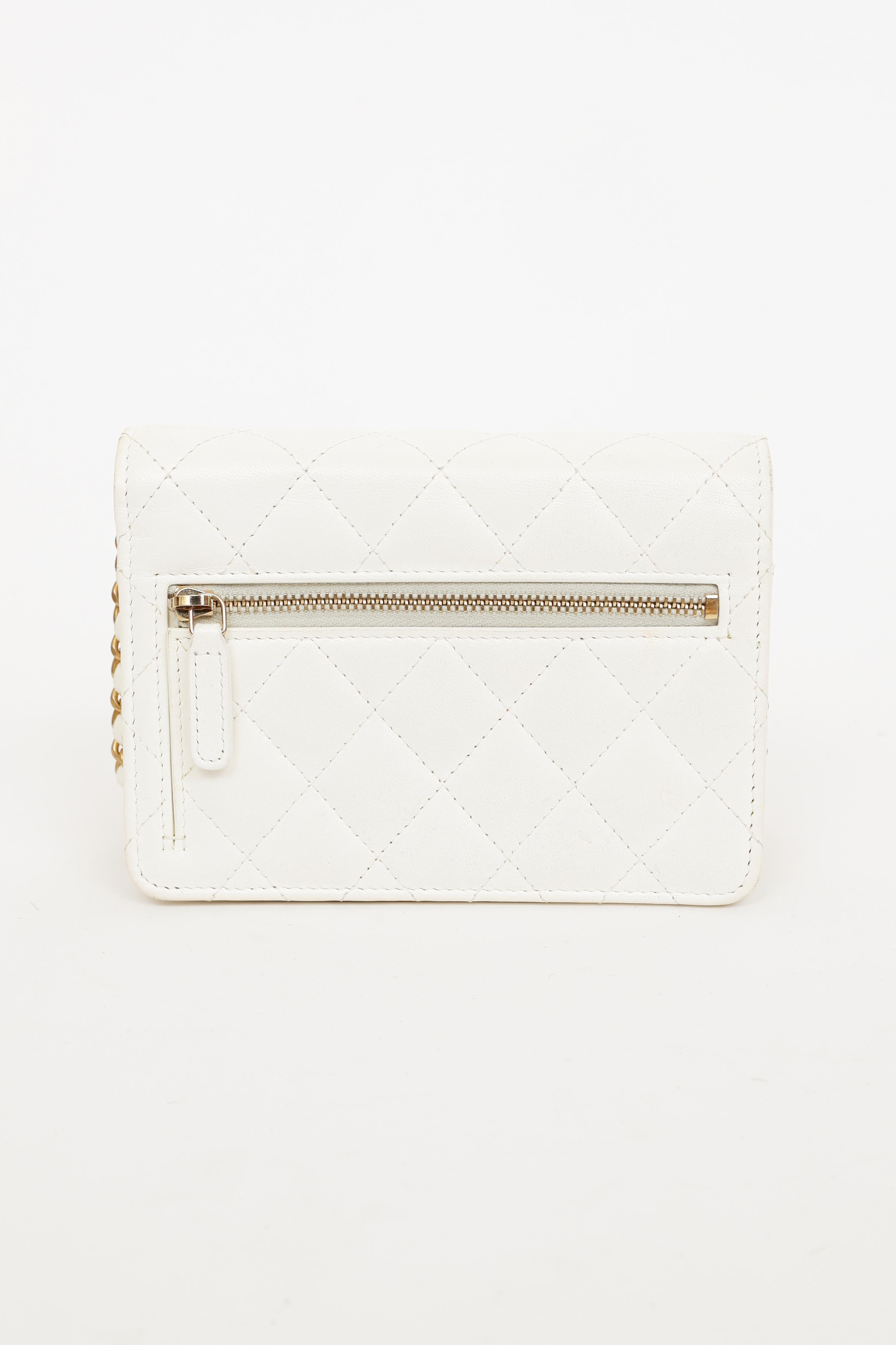 Chanel 2020 White Lambskin Romance Mini Clutch Bag 1