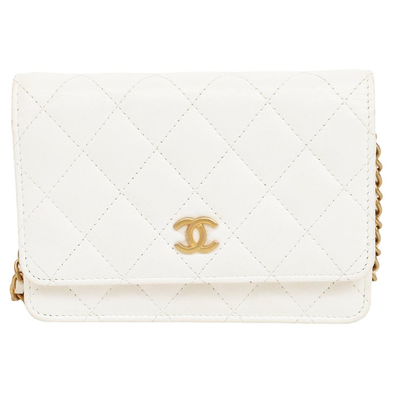 Chanel 2020 White Lambskin Romance Mini Clutch Bag