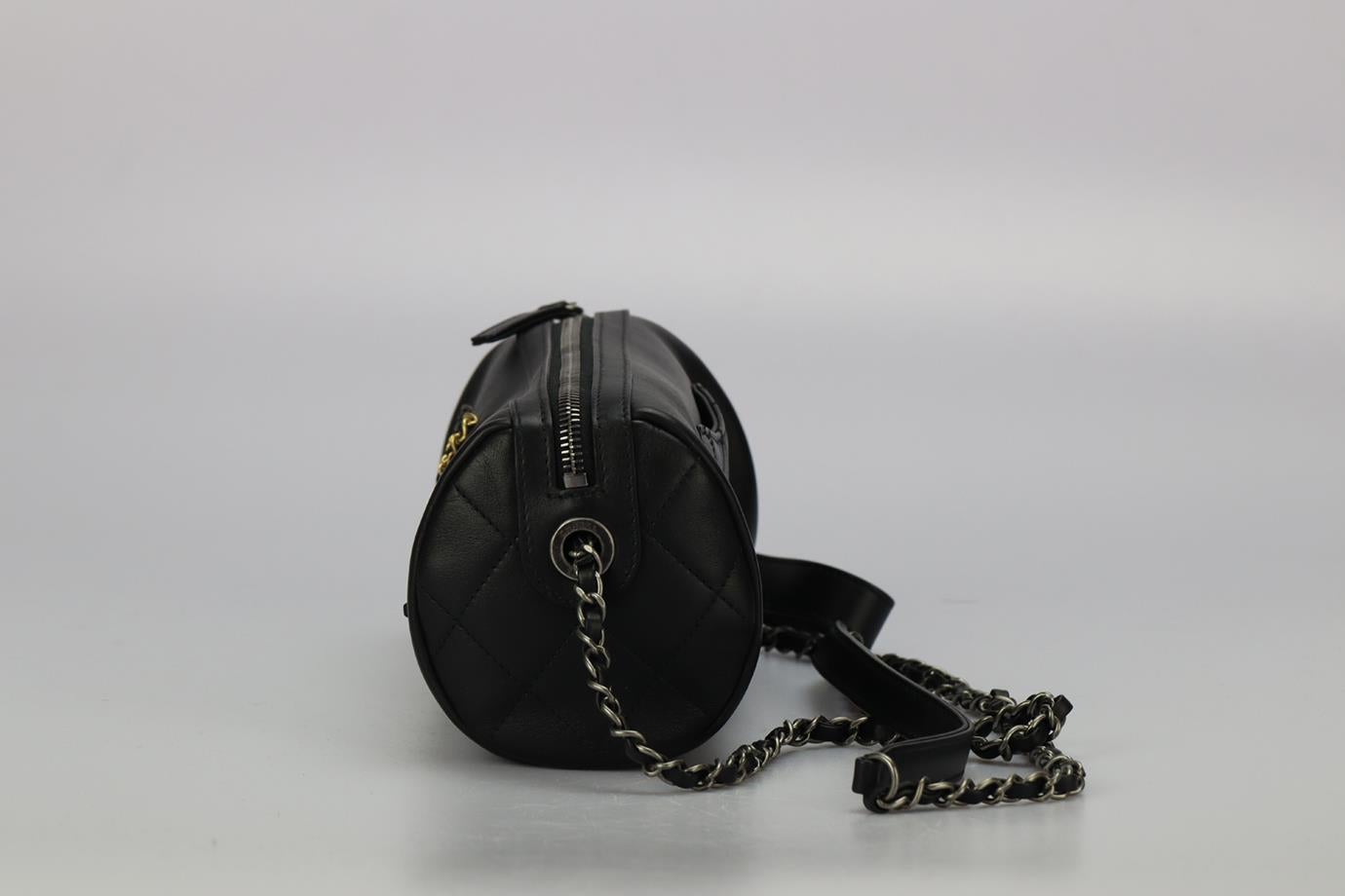 Women's Chanel 2020 Written In Chain Bowling Leather Shoulder Bag For Sale