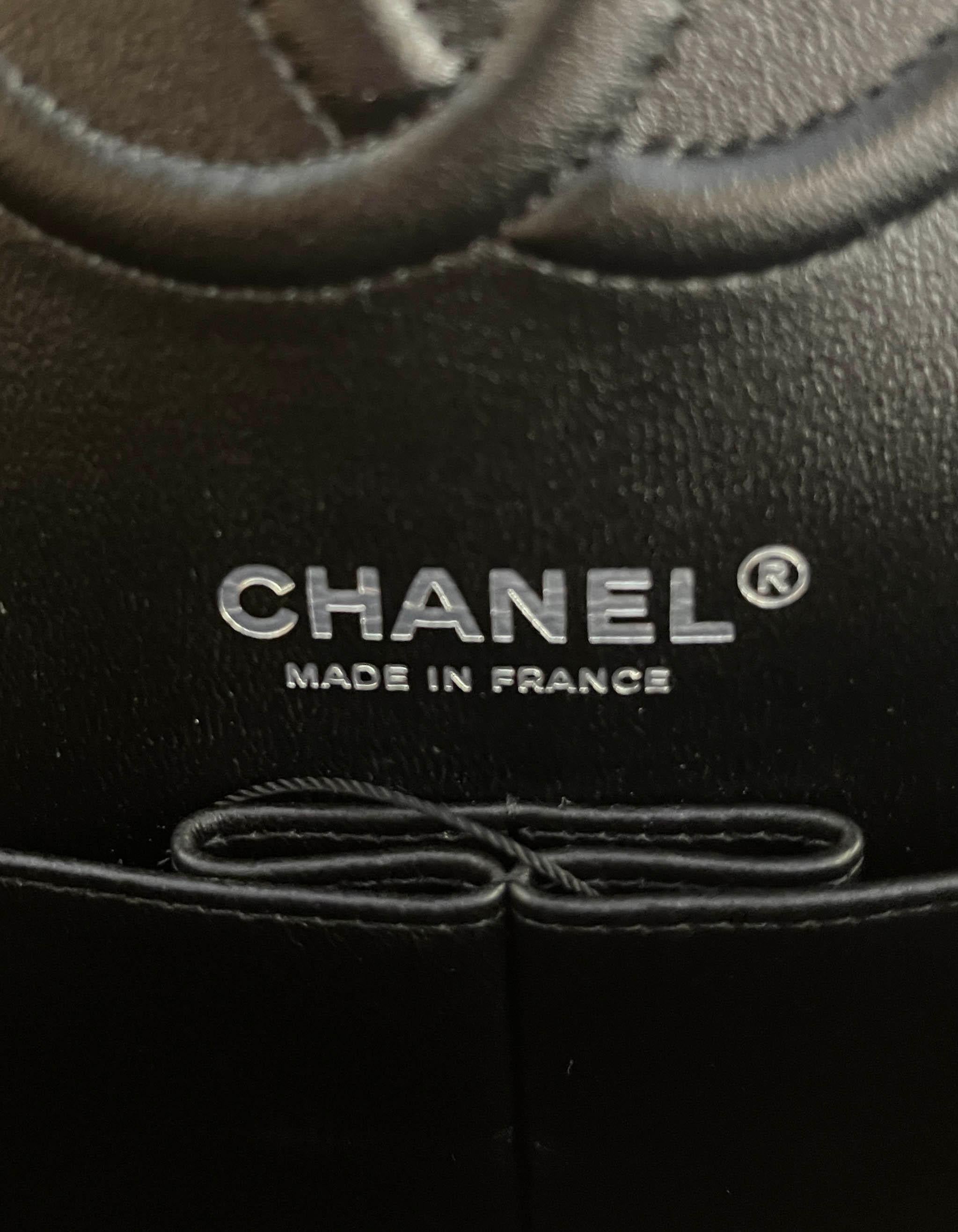 Chanel 2021 Black Metallic Ombre Calfskin Leather Medium Quilted Double Flap Bag 3