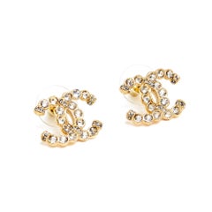Boucles d'oreilles Chanel 2021 Boucles oreille Clous CC Large Golden Rounded Strass Studs
