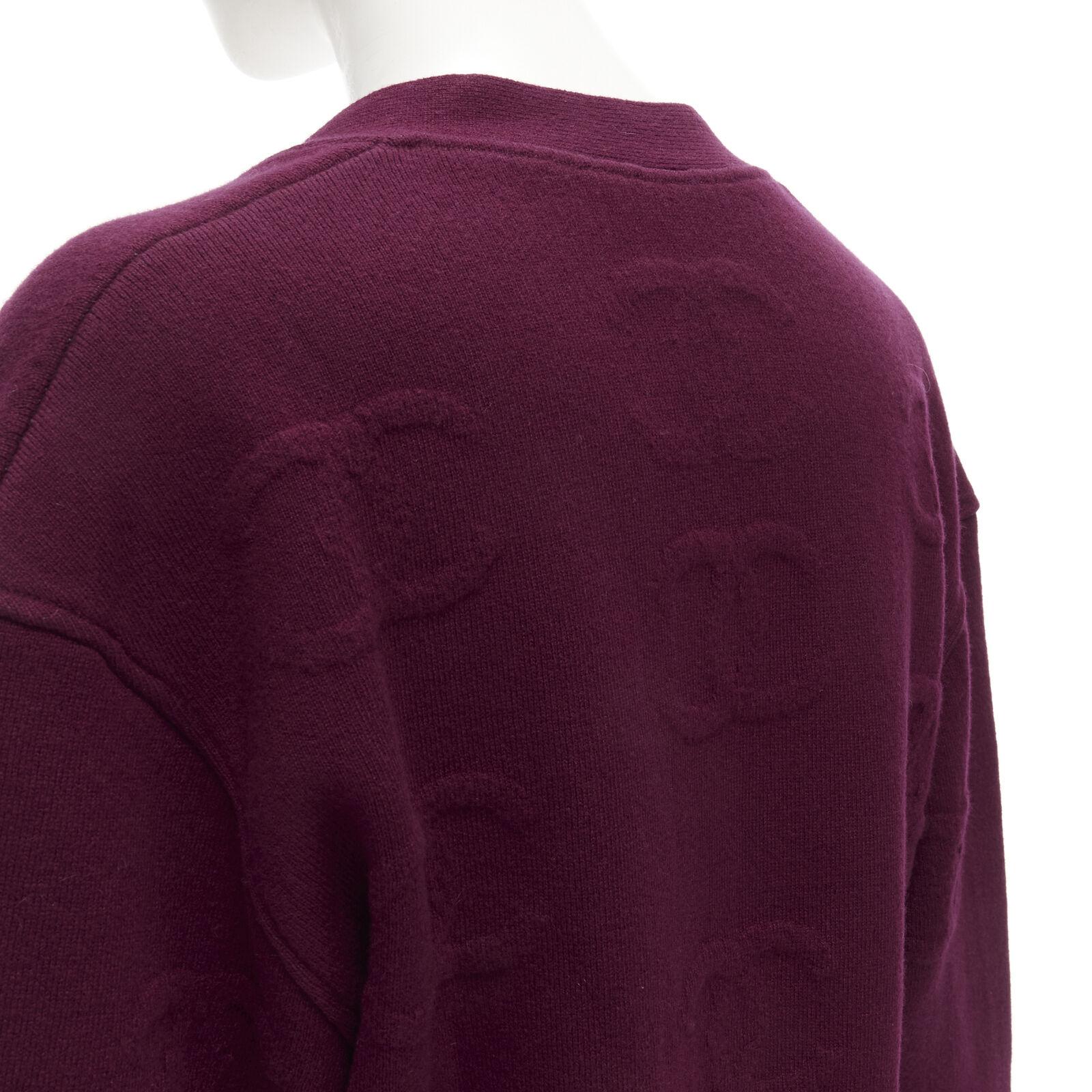 CHANEL 2021 cashmere dark purple CC jacquard gold button cardigan jacket FR38 S 4
