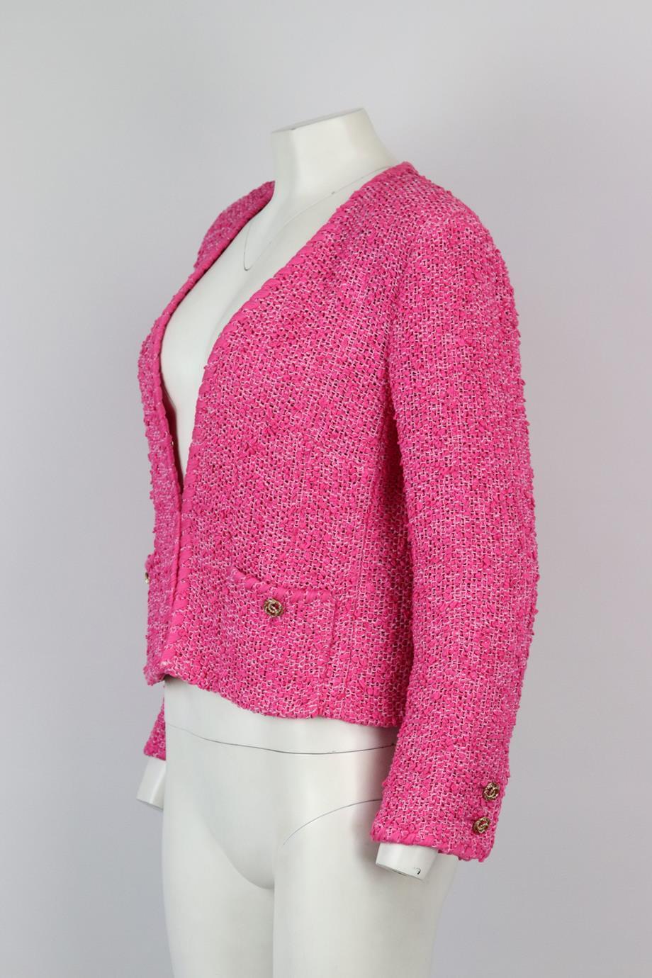 Chanel 2021 Cotton Blend Tweed Jacket Fr 42 Uk 14 In Excellent Condition In London, GB