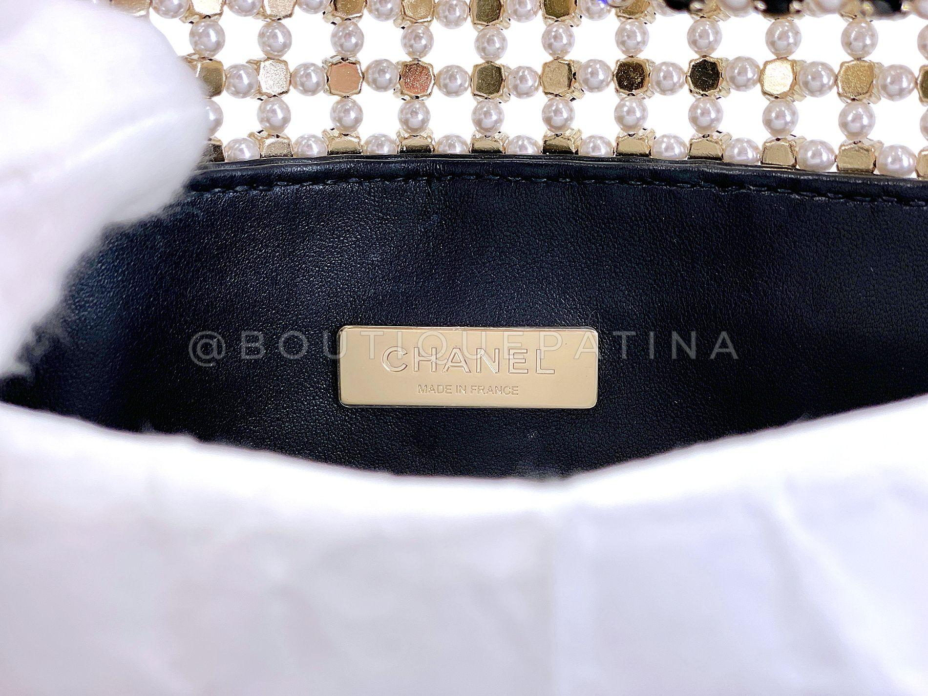 Chanel 2021 Evening Gold Pearls Crystal Flap Bag 67895 8