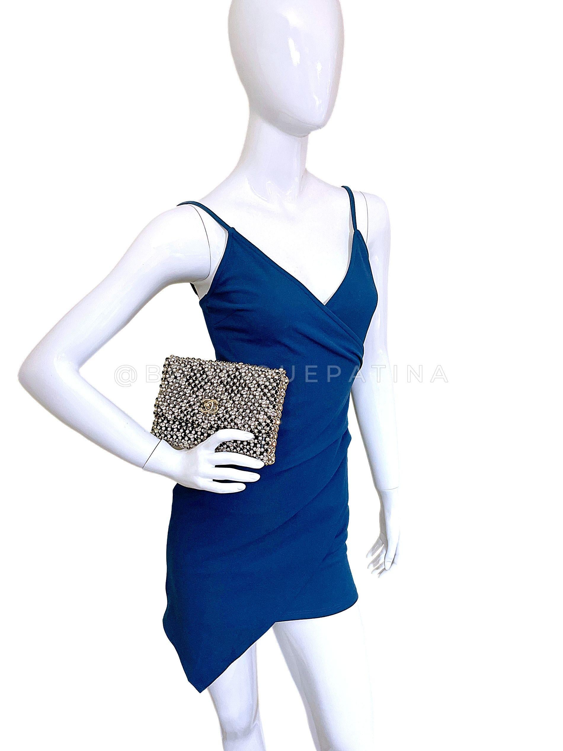 Chanel 2021 Evening Gold Pearls Crystal Flap Bag 67895 12