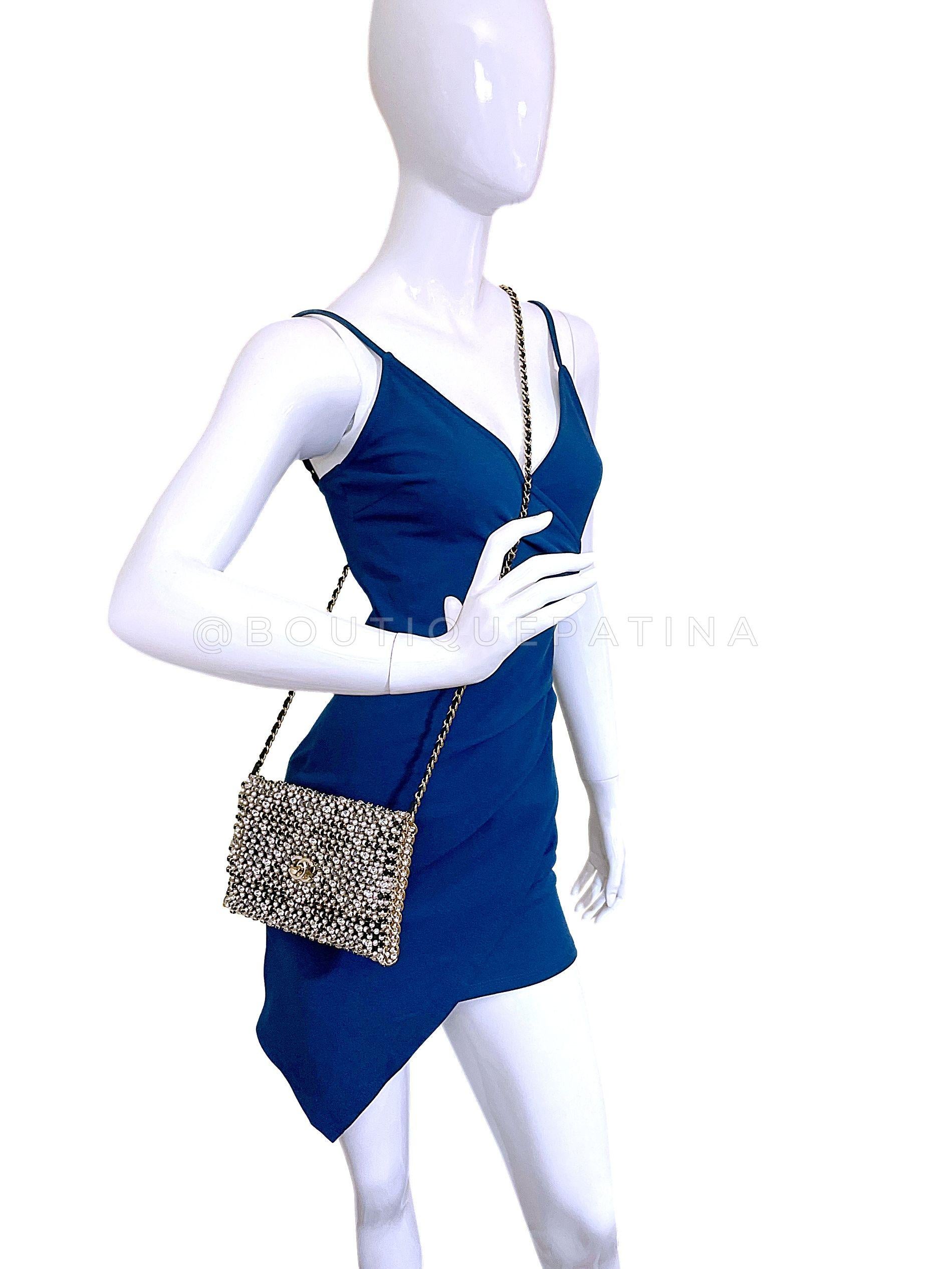 Chanel 2021 Evening Gold Pearls Crystal Flap Bag 67895 13