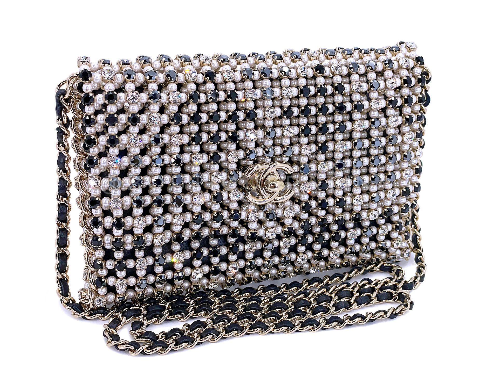 Chanel 2021 Sac à rabat en perles dorées et cristal 67895 Pour femmes en vente