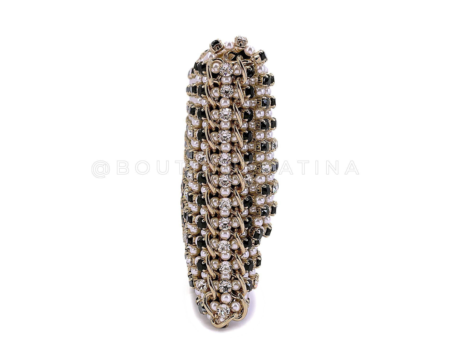 Women's Chanel 2021 Evening Gold Pearls Crystal Flap Bag 67895