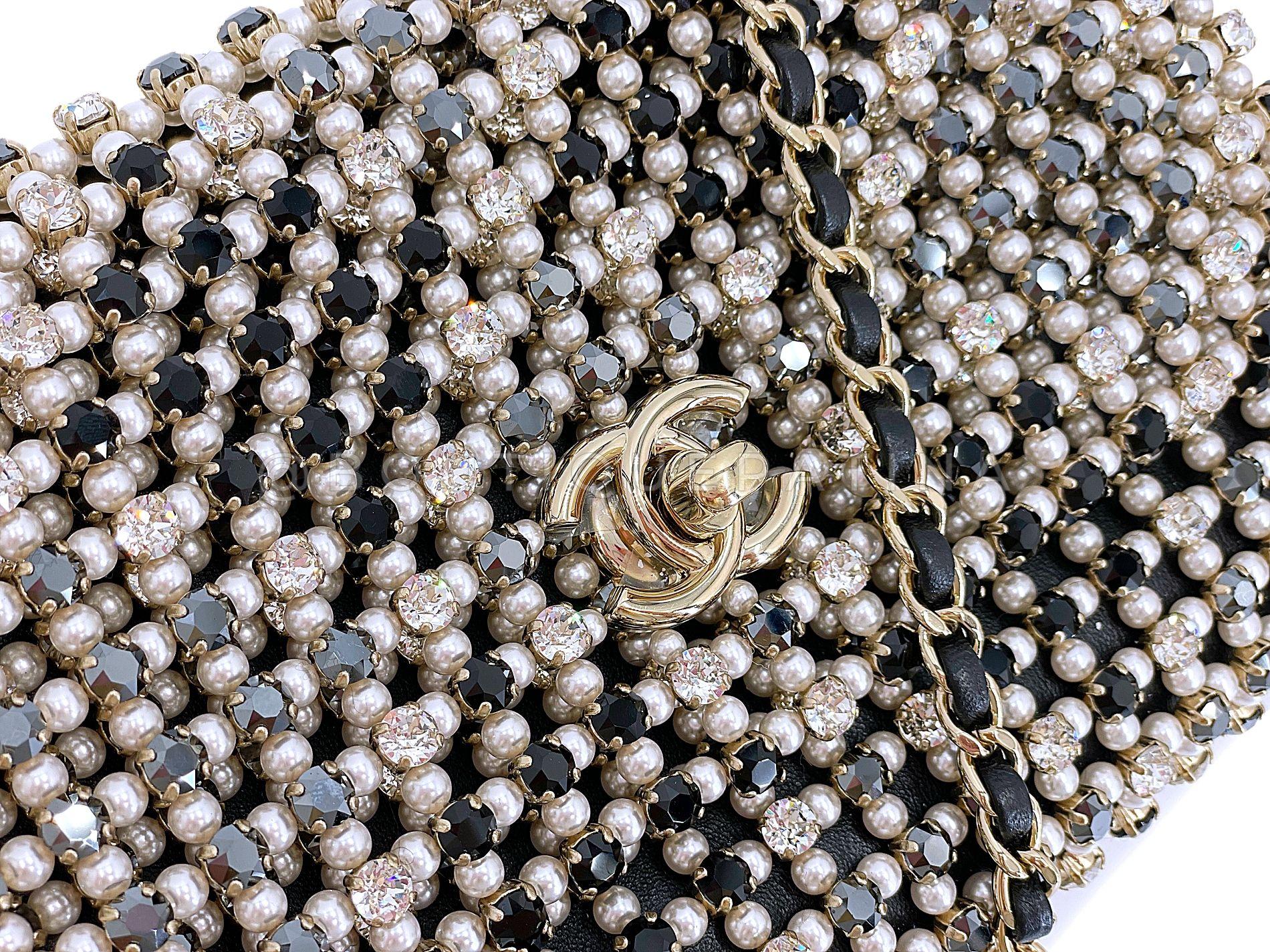 Chanel 2021 Evening Gold Pearls Crystal Flap Bag 67895 4
