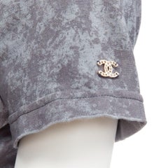 CHANEL 2021 grey rope logo embroidery tie cropped tshirt FR34 XS