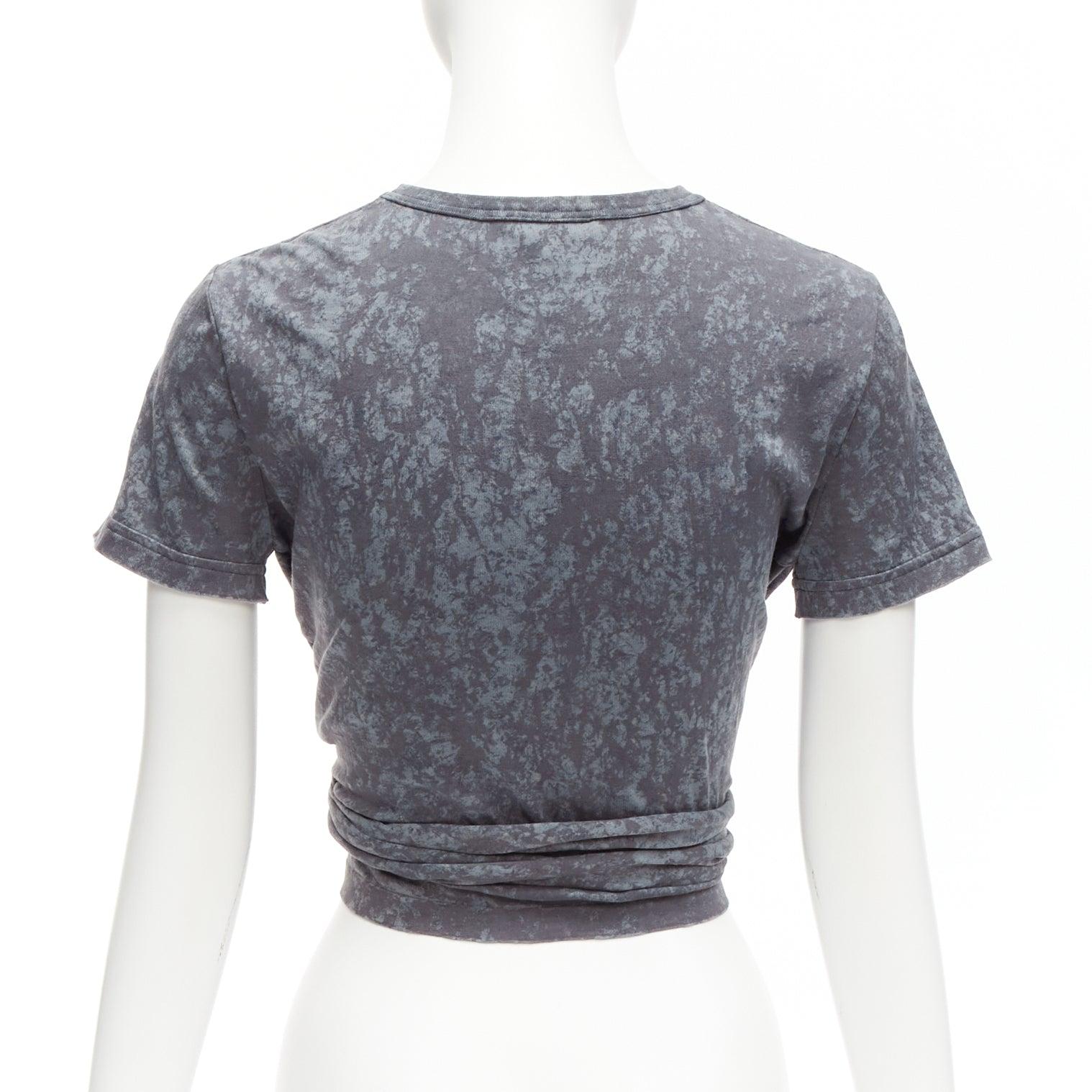 Women's CHANEL 2021 grey rope logo embroidery tie cropped tshirt FR34 XS For Sale