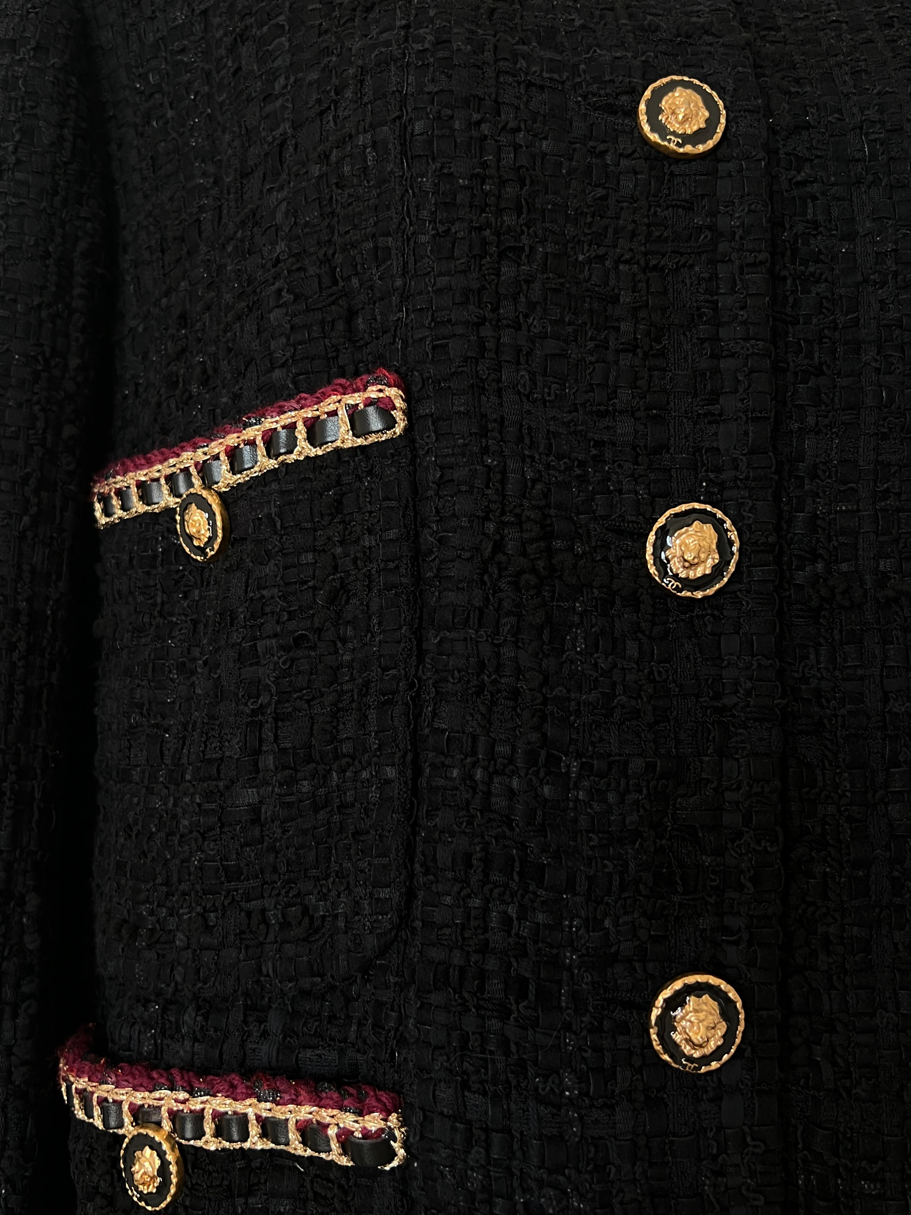 Chanel 2021 Hailey Bieber Style  Trim Black Tweed Jacket 3