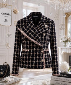 CHANEL 2021 Iconic Ad Campaign Black Tweed Jacket 36 FR