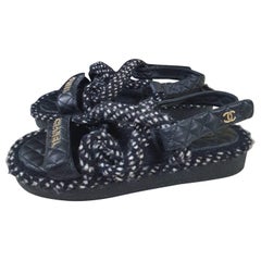 Chanel 2021 Interlocking CC Logo Slingback Sandals