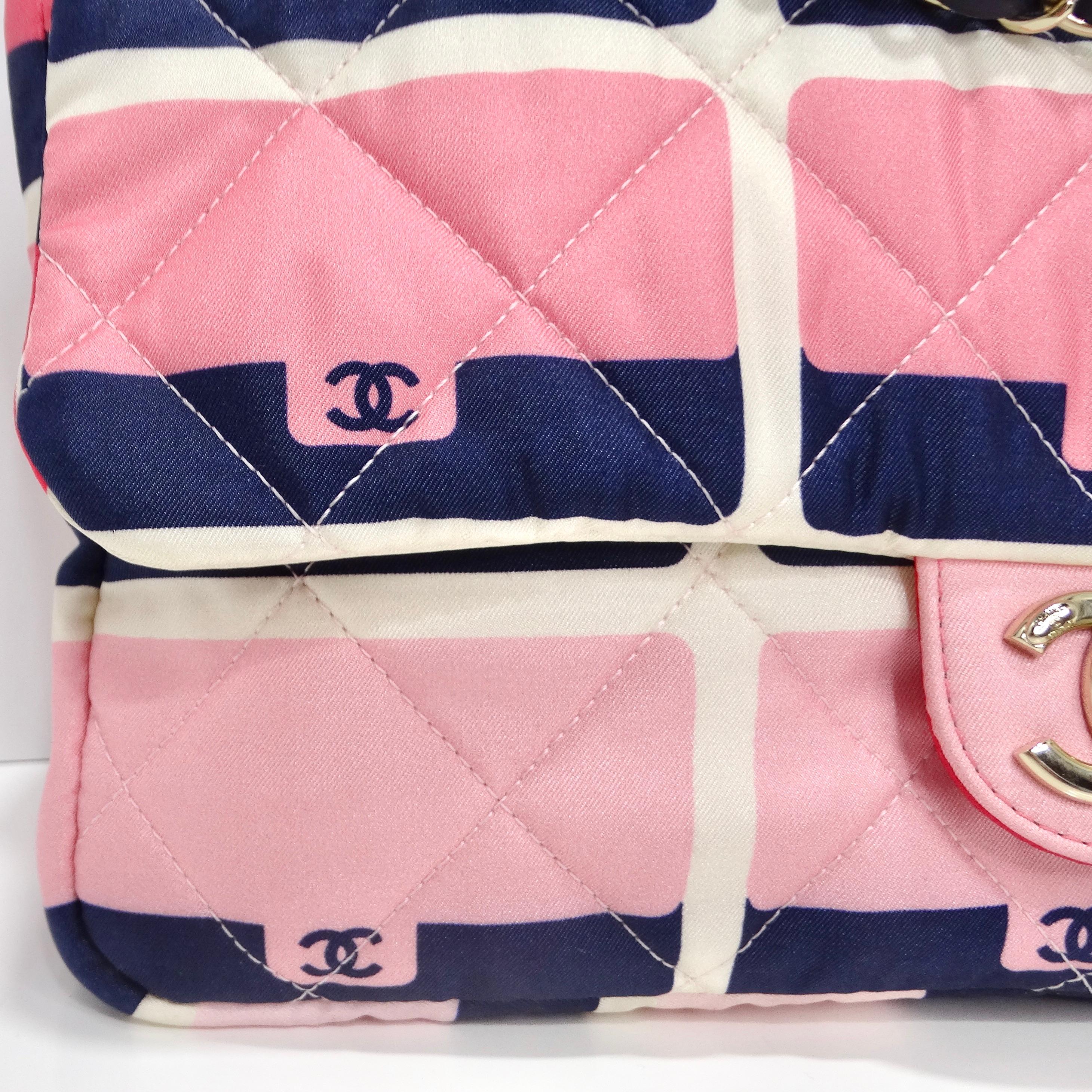 Women's or Men's Chanel 2021 Jumbo Print Graphic Pink Black Quilted Flap Shoulder Bag For Sale