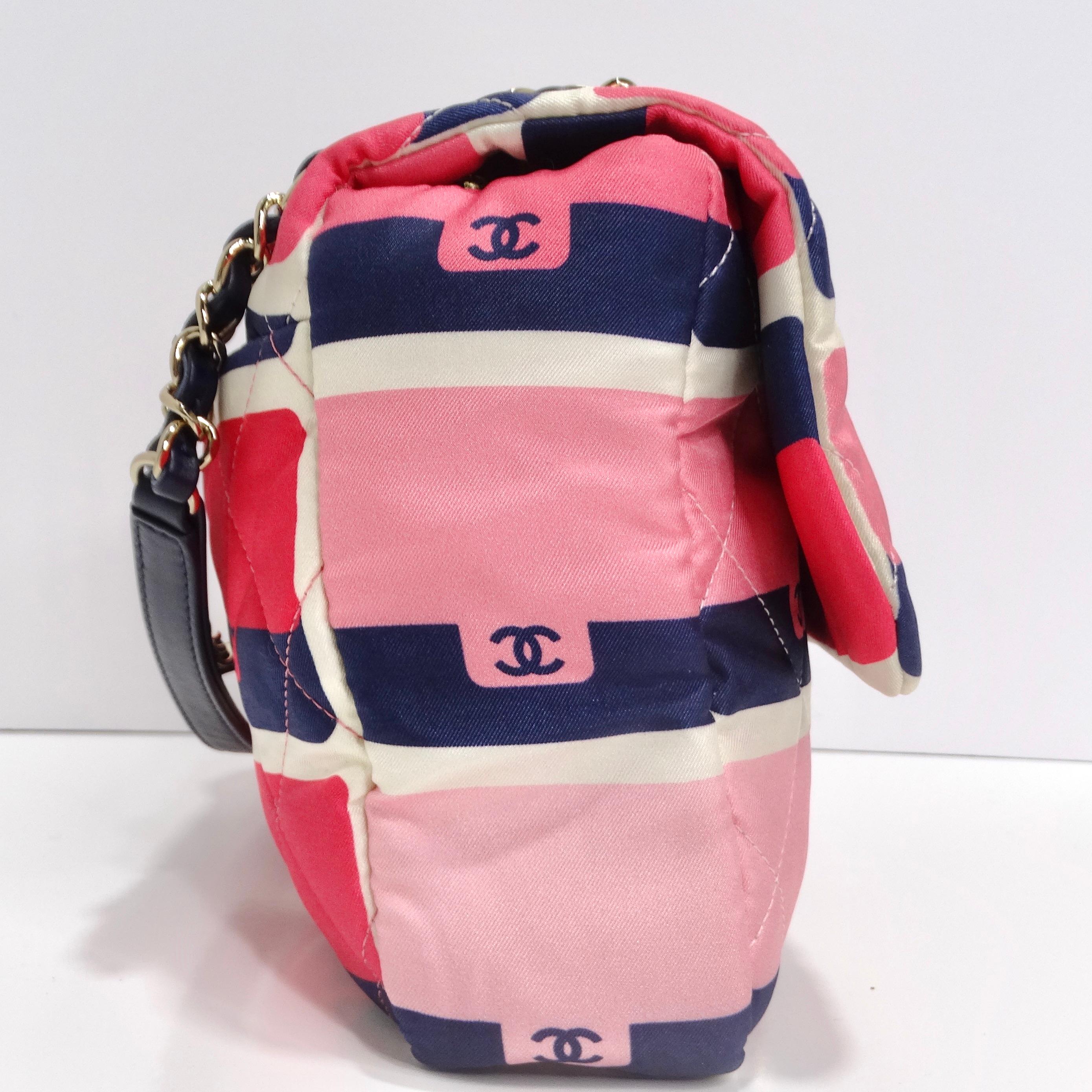 Chanel 2021 Jumbo Print Graphic Pink Black Quilted Flap Shoulder Bag For Sale 1