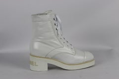Chanel 2021 Logo Detailed Leather Ankle Boots Eu 39 Uk 6 Us 9