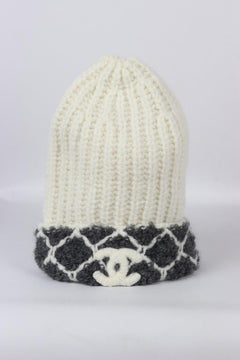 Chanel 2021 Logo Detailed Ribbed Cashmere Blend Beanie One Size