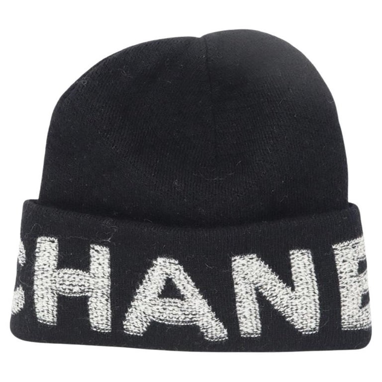 Chanel 2021 Logo Intarsia Wool And Cashmere Blend Beanie One Size at  1stDibs