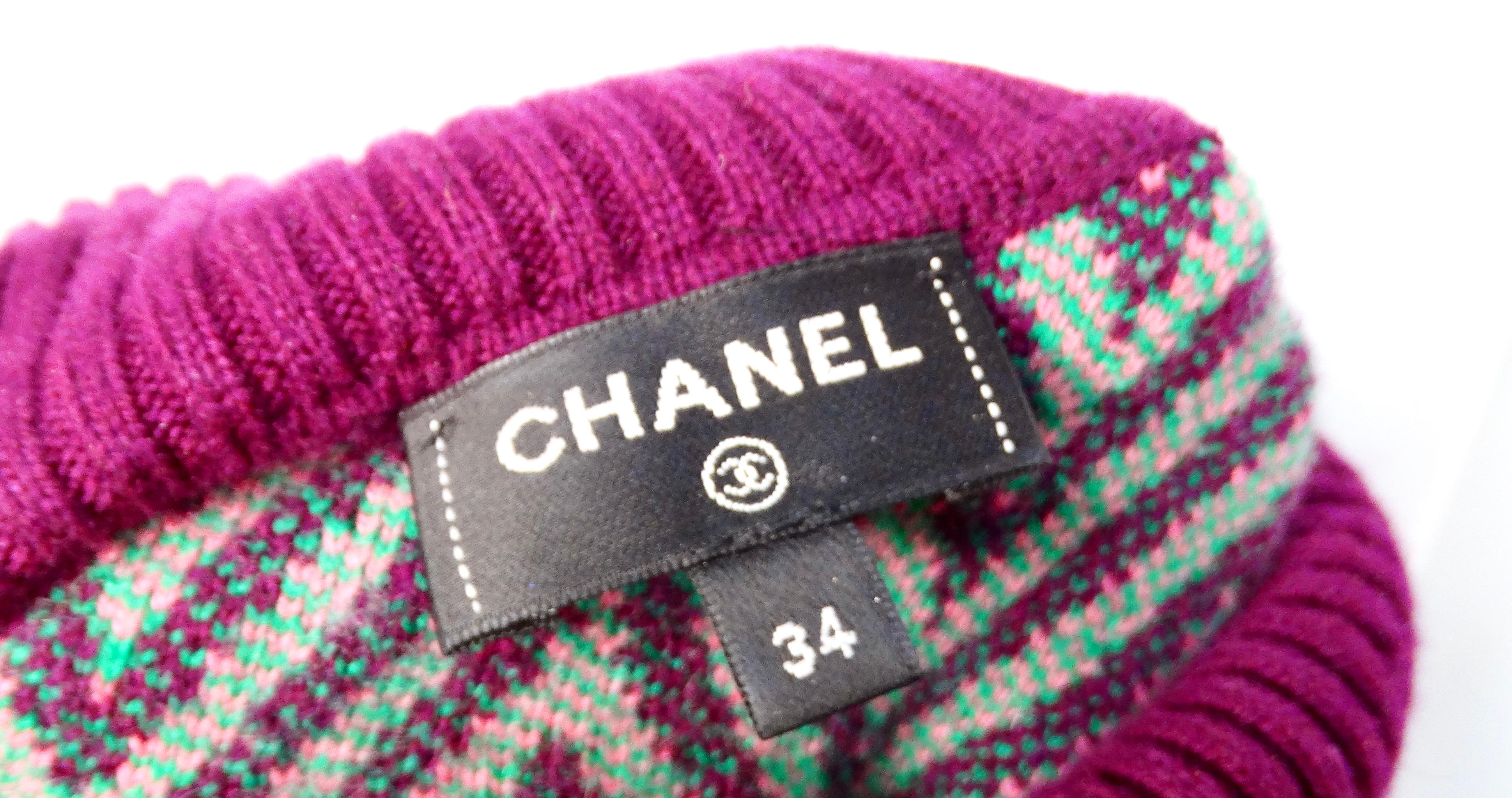 Chanel 2021 Mini Abito dolcevita in cashmere viola in vendita 3