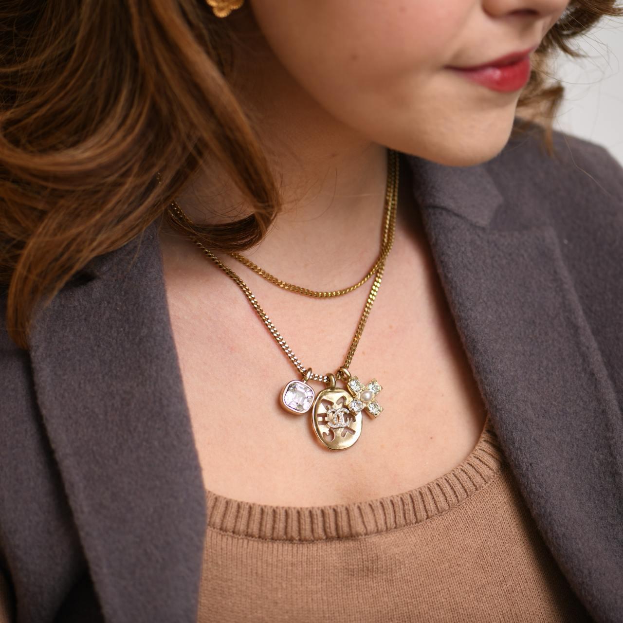 Bead CHANEL 2021 Multi Motif Pendant Necklace For Sale