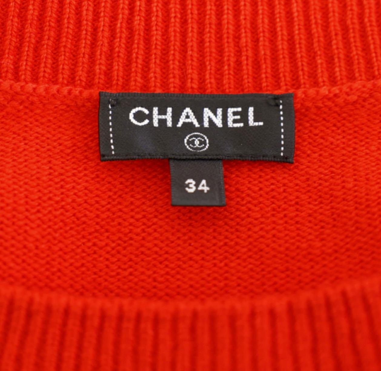 Chanel 2021 Pearl Embellished Logo Cashmere Jumper For Sale at 1stDibs