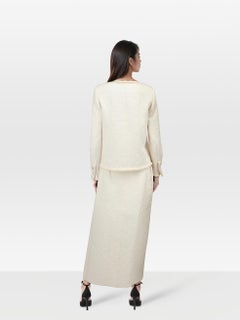 Chanel 2021 Pre-Fall Runway Ecru Wool CC Set Size S