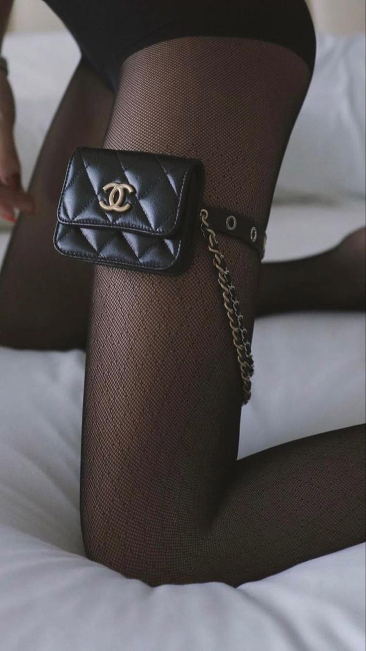 Chanel 2021 Rare Soldout Garter Thigh Micro Mini Flap Bag with Chains 2
