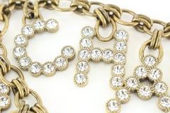 Chanel 2021 Strass Gold Crystal Spelled Out Necklace Name 3CJ1026