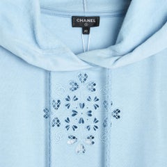 Chanel 2021 Sweat Shirt F40 Baby Blue coton brodé Hoody Sweater UK10 US8