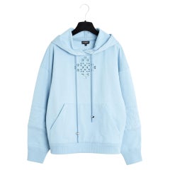 Chanel 2021 Sweat Shirt F40 Baby Blue Embroided cotton Hoody Sweater UK10 US8