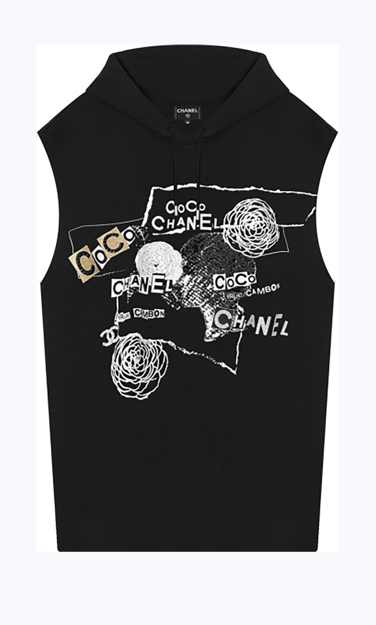 Women's or Men's Chanel 2021 Virginie Viard Style CC Logo Graffiti Hooded Vest For Sale