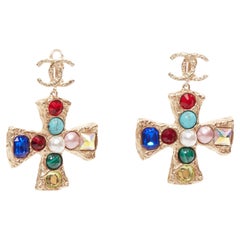 CHANEL 2022 Bijoux de Couture Orecchini Cross CC crucifix clip on earrings Pair