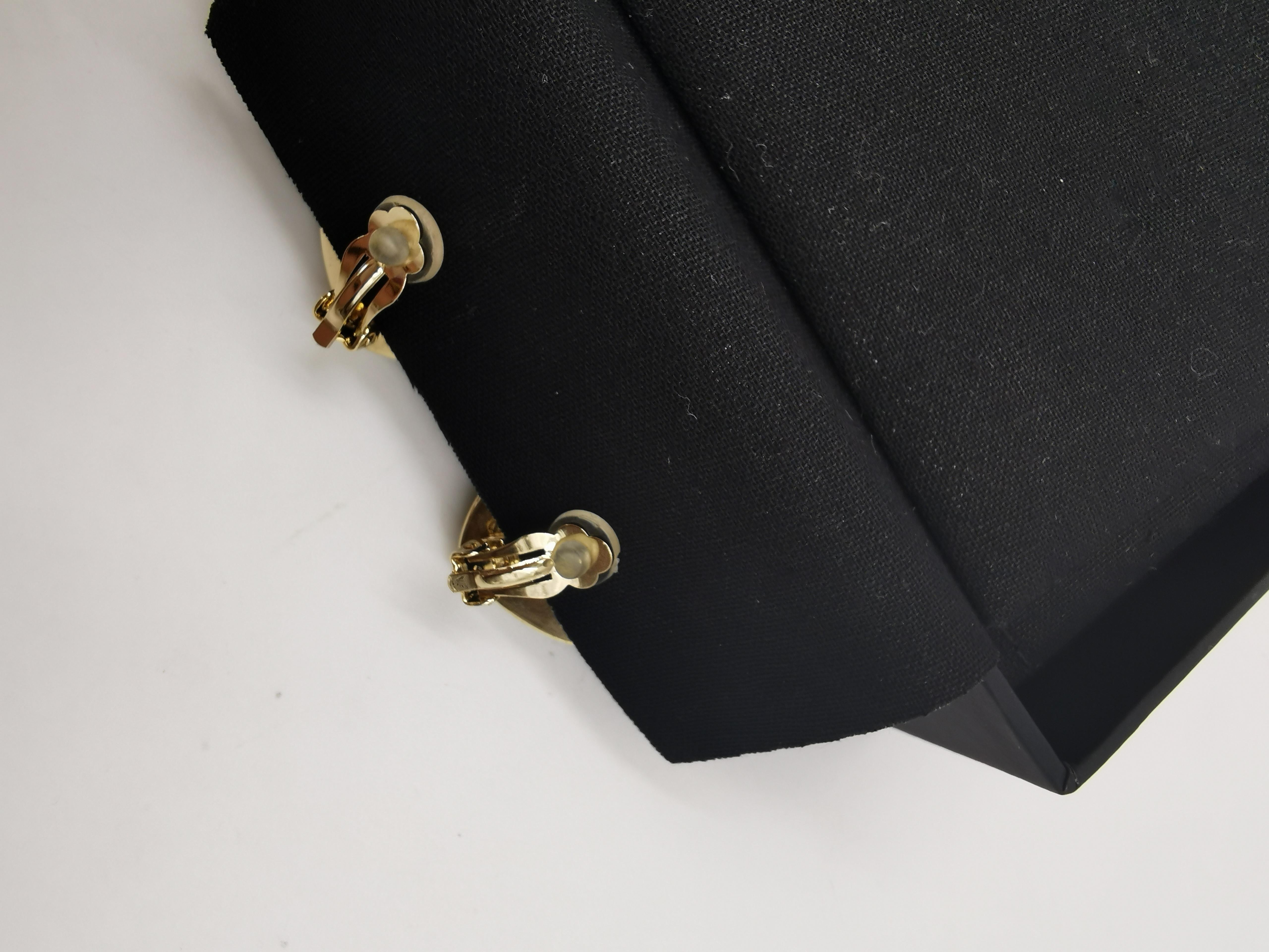 CHANEL 2022 Black Leather CC Heart Clip On Earrings Gold In Excellent Condition In PUTNEY, NSW