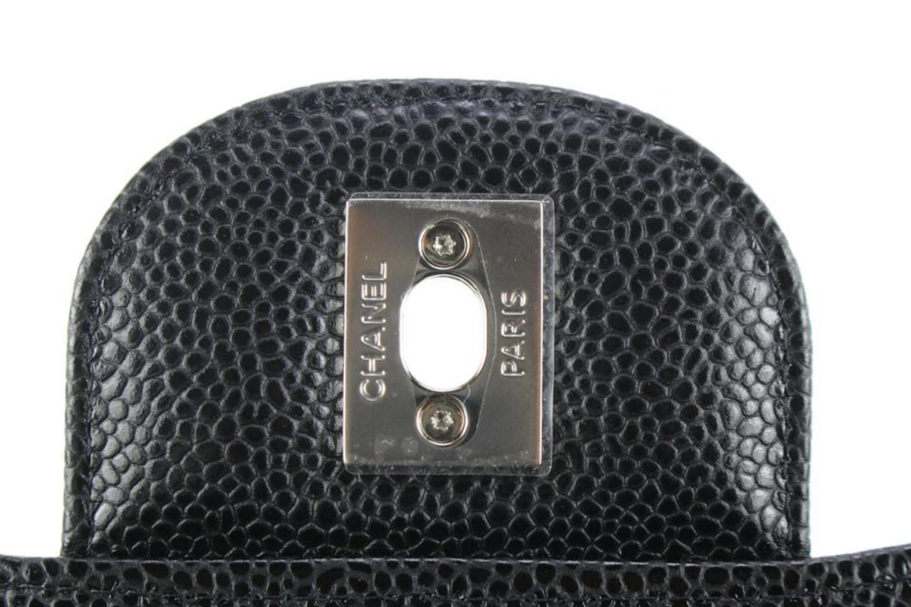 Chanel 2022 Black Quilted Caviar Jumbo Double Classic Flap SHW 78c85s 2
