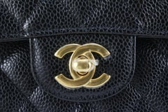 Chanel 2022 Black Quilted Caviar Leather Medium Classic Double Flap GHW 79C85